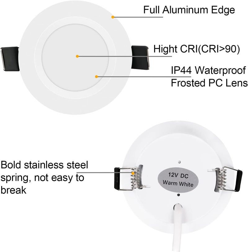 RVZONE RV Boat Recessed Ceiling Light 6 Pack 12V LED Puck Light with Hole Puncher DC 12V 3W Full Aluminum Downlights for Under Cabinet Camper Vans RV Interior Lighting,2700-3200K - Image 5